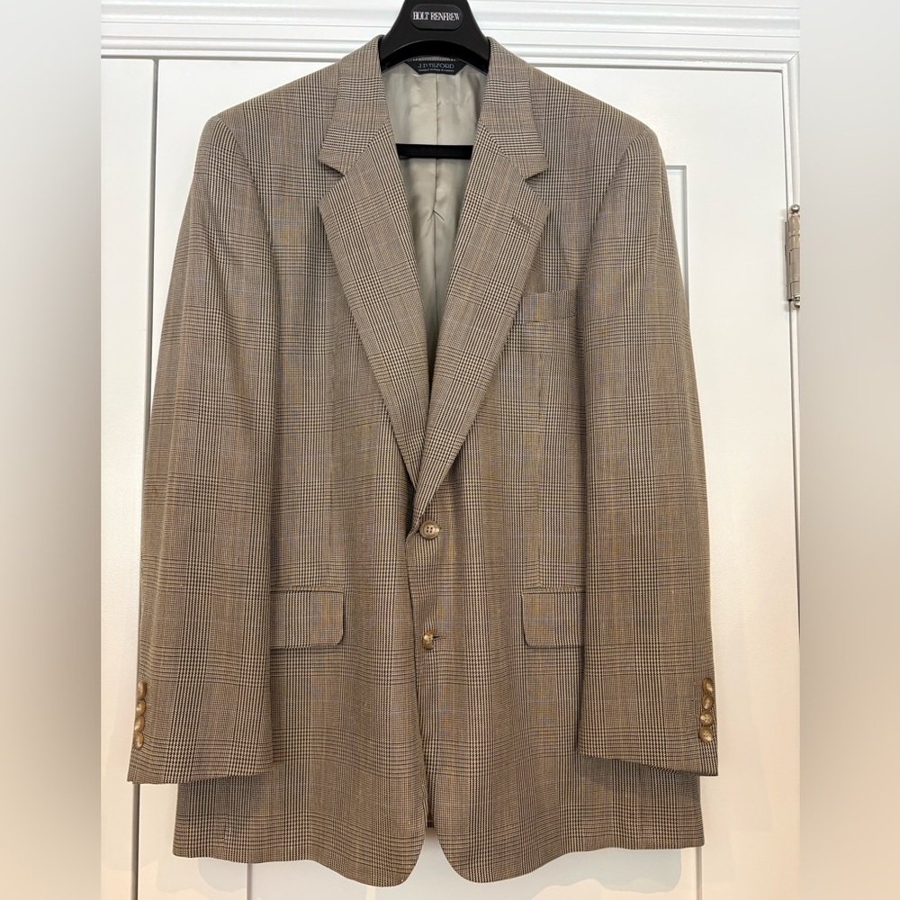 Samuelsohn Men's Checkered Blazer in Brown and Gray